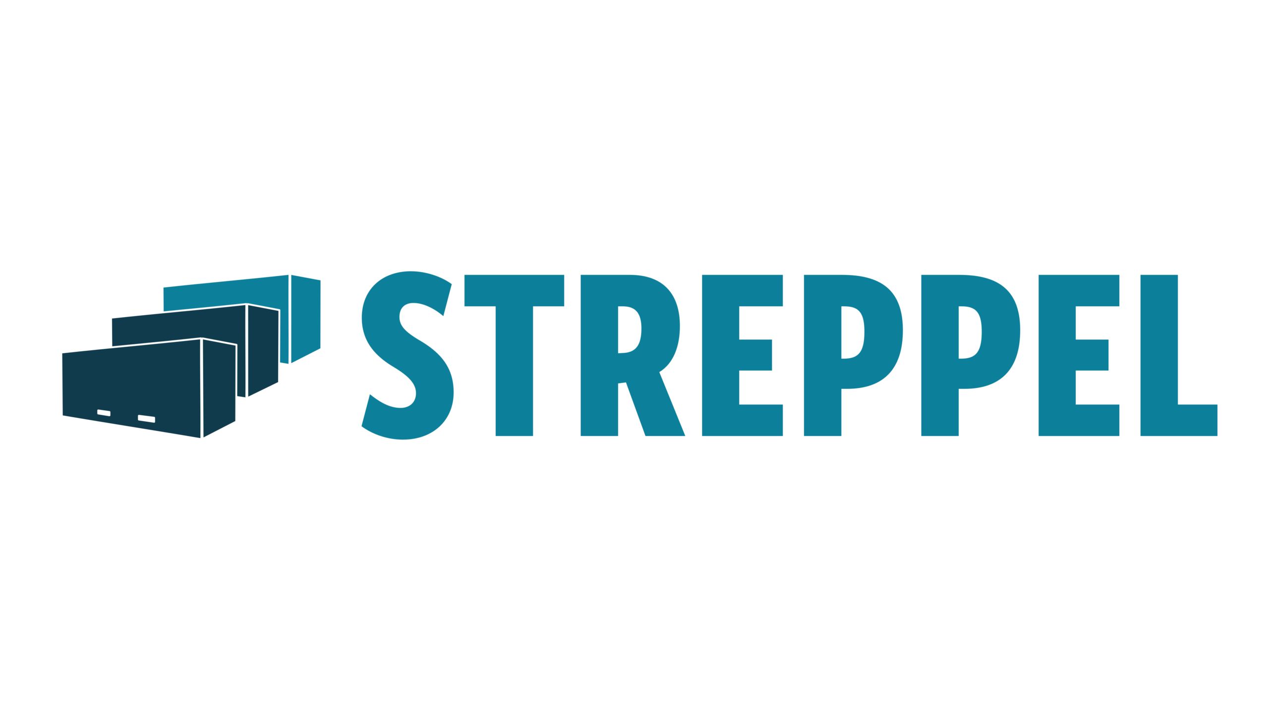 STREPEL logo with teal stacked building blocks on the left and bold teal wordmark STREPEL